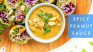 The perfect dip or dressing for salads, spring rolls or rice paper rolls – this Spicy Peanut Sauce is a delicious blend of flavors that is finger licking good. Get the full recipe: https://www.thissavoryvegan.com/spicy-peanut-sauce/ | This Savory Vegan