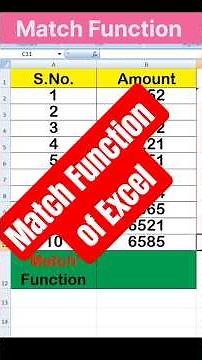 how to use match Function of Excel | Excel MATCH function tutorial | match Function of Excel | yt