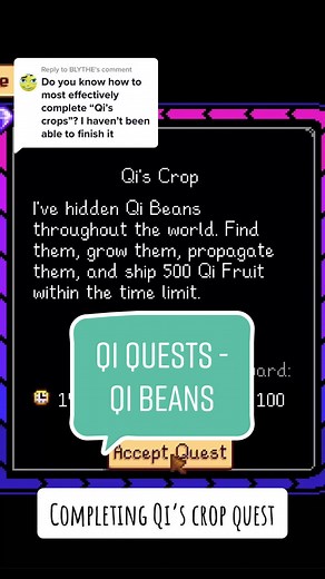 Replying to @BLYTHE here’s how I complete the Qi beans quest! 😊 #stardewvalley #stardewtok #stardewvalleytips #stardew #gametok #gaming #cozygames #sdv #gamingontiktok #indiegames #stardewcrew #stardewstreamer #gamergirl #stardewvalleyfarmer #stardewvalleymemes