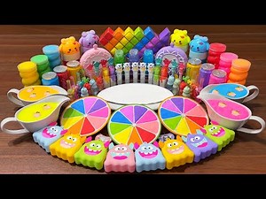 Slime Mixing Rainbow Clay: Glossy Makeup ASMR & Clicky Sound