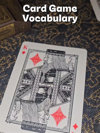 🃏 CARD GAME VOCABULARY: SUITS & CARD NAMES 🃏 If you play card games, you NEED this vocabulary! ♠️ The 4 SUITS ♠️ A standard deck has four suits: ♠️ Spades ♥️ Hearts ♦️ Diamonds ♣️ Clubs 👑 FACE CARDS These are called face cards: • K ➡️ King • Q ➡️ Queen • J ➡️ Jack Other card A ➡️ Ace 🗣 HOW TO SAY A CARD NAME We say: 👉 Jack of hearts 👉 Queen of spades 👉 King of diamonds 👉 Ace of clubs Structure: Card “of” Suit NOT ❌ “hearts jack” NOT ❌ “jack hearts” Example sentences: • I have the king of