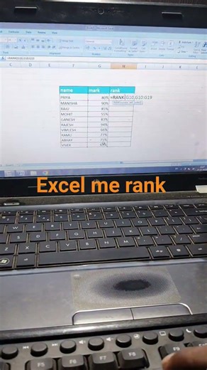Excel Rank Formula #reels #trending #viralvideo #shorts #yt #excel #exceltips #computer #study #love
