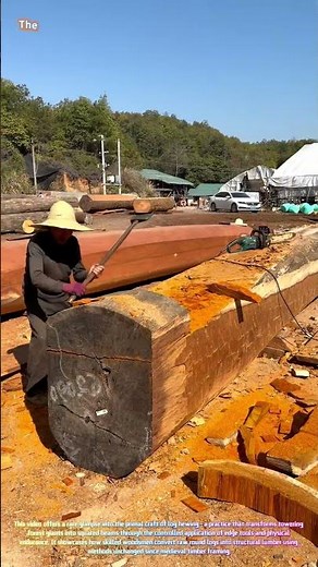 Hewing Giants: Watch a Master Logger Shape Massive Timber with Traditional Axe Work! 🪓🌲
