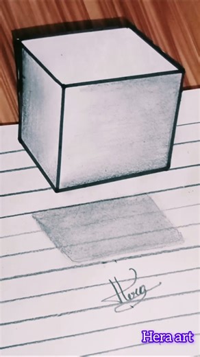 How to draw 3D floating cube 😊 l 3d drawing tutorial #shorts #ashortaday #ytshorts #viral