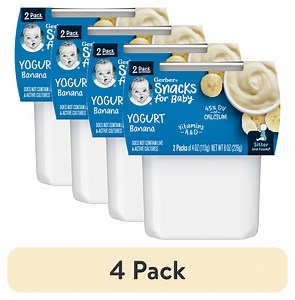 (4 pack) Gerber Yogurt Blends Stage 3 Baby Snacks Banana, 4 oz Tubs (Pack of 2)