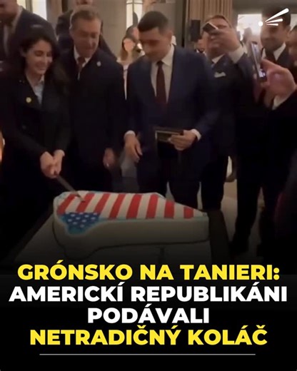 interezsk on Instagram: "🍰 Americkí republikáni vyvolali pozornosť netradičným dezertom. Na podujatí, ktoré sa 20. januára konalo vo Washingtone v Kennedyho centre, hosťom podávali koláč v tvare Grónska. Dezert bol potiahnutý polevou vo farbách americkej vlajky. 🇺🇸⁠ ⁠ Podujatie organizovala skupina Republicans for National Renewal, pričom jeden z organizátorov koláč označil za „51. štát“.⁠ ⁠ 📷 X/MApodogan"