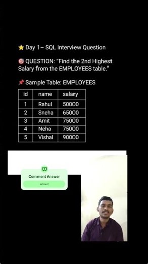 SQL Interview Question of the Day | #cs #it #sql #interview #questions #technical #exam #quiz #yt