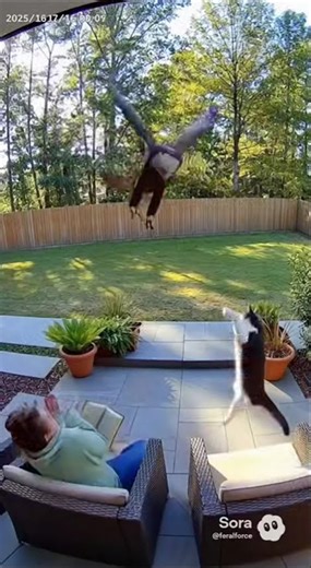 Manx Cat Saves Adult from Eagle! #cat #eagle #rescue