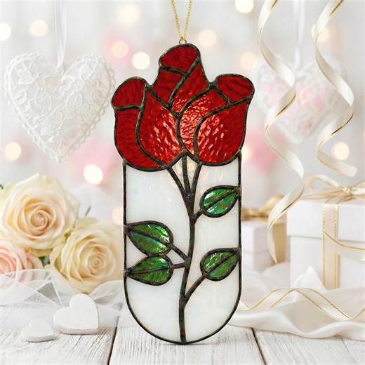 Rose Bouquet Stained Glass Pattern - Floral Suncatcher, DIY Flower (pdf, Svg, Png) - Etsy
