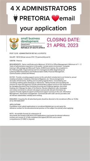 Job Opportunity for 4X Administrators in Pretoria