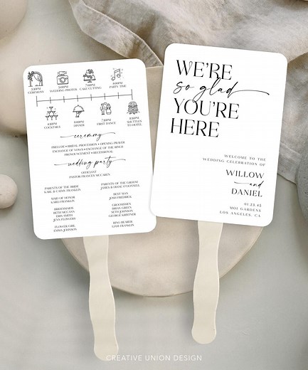 Modern Wedding Program Fan Custom Program Template Personalized Minimalist Wedding Program Ceremony Printable Wedding Timeline Modern Whimsy - Etsy