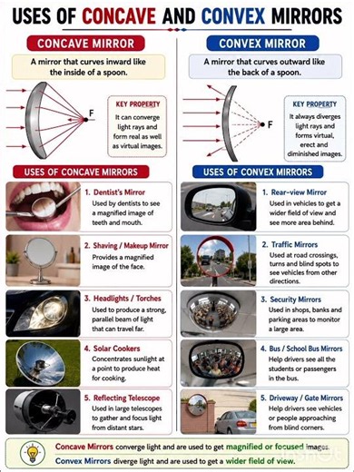 🪞 Uses of Concave and Convex Mirrors | Class 10 Physics | Mirror Applications in Daily Life