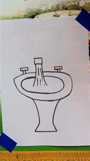 Easy Wash Basin Drawing for Beginners ✏️#basin #easydrawing #viralshorts #shorts