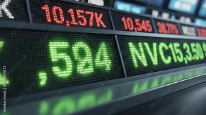 Stock Market Ticker Displaying Changing Prices and Percentages