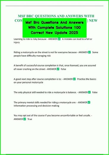 Msf Brc Questions And Answers With Complete Solutions 100 Correct New Update 2025 video