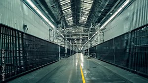 Interior of an Industrial Warehouse with High Ceilings - storage, architecture, metal, large