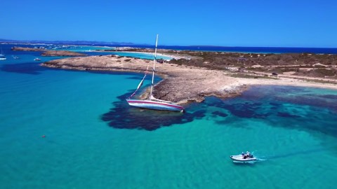 Drone Flight Over Formentera: Spain's Smallest Balearic Island