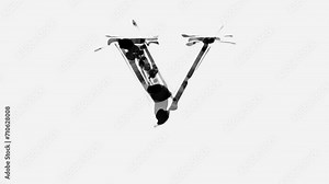 Letter Y. Handwritten black and white time lapse drawing - animation of writing an alphabet symbol with a brush in black on a white background