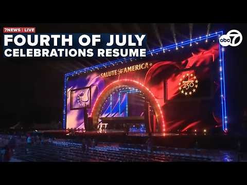 🦅7NEWS LIVE | Independence Day celebrations resume after weather delay