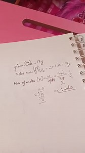 Calculate the number of moles in 17 \mathrm{~g} of hydrogen per... | Filo