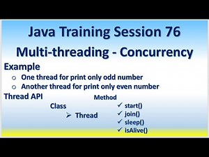 Java Training Session 76 Multi-threading - Concurrency Example of Thread start join sleep isAlive