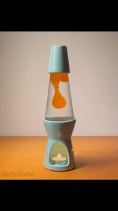 Candle Powered Lava Lamp: a tea-light candle provides the illumination and the heat source in this recent incarnation of the famous lamp. The base and cap are glazed ceramic and it takes about one hour for the fluid motion to begin. The Lava Lamp is a kinetic art form with an amazing amount of physics on display: convective heat flow, Archimedes principle, surface tension (note how the smaller blobs form into spheres), and immiscible liquids to name just some of the science behind this famous de