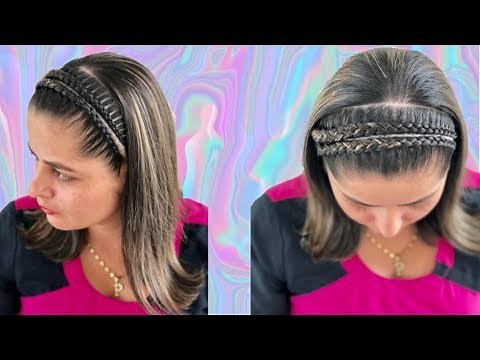 Trenza facil para cabello corto/Doble trenza postiza en diadema/