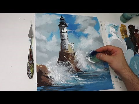 Lighthouse Speed painting / Acrylic / painting demonstration