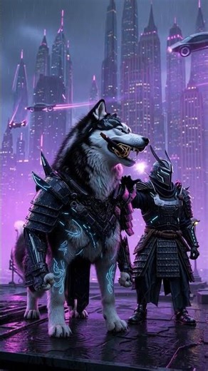 Cyberpunk Samurai Wolf 🐺⚔️ | Neon Rain Warrior