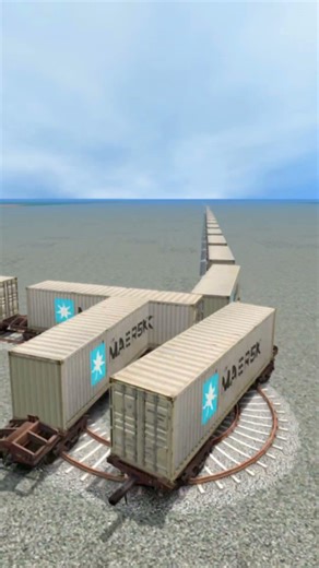 Crazy Dangerous Train Crossing On Extreme Tracks 🔥😎 BeamNG.Drive – Train simulator #shorts