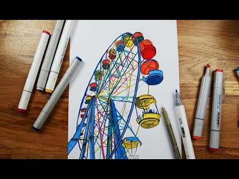 How to draw a Ferris wheel