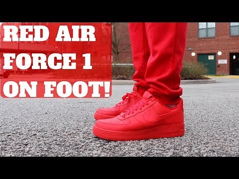 ALL RED AIR FORCE 1 REVIEW & ON FOOT!!!