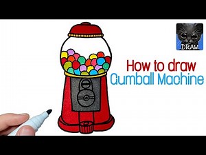 How to Draw a Gumball Machine | Drawing Candy Machine easy