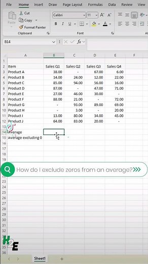 Exclude zeros when calculating averages in Excel