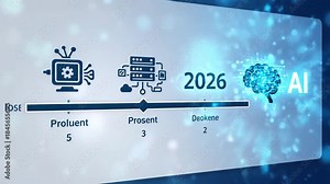 Visual Timeline of Technology Evolution from 2026 to Present with AI Integration 素材庫影片