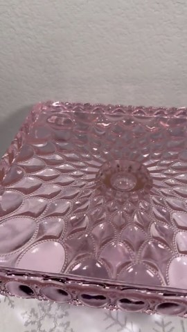 Elizabeth Passion Pink Glass Cake Stand on Pedestal 10" Square X 6.5" Height - Etsy