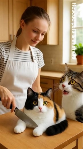 Real Fat Chubby Cat Freaks Out when She Cuts a Cat Cake! OMG! #cat #ytshorts #viral