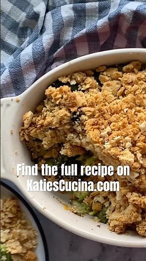 Broccoli casserole with buttery Ritz topping—ready in 30 minutes! Full recipe on KatiesCucina.com