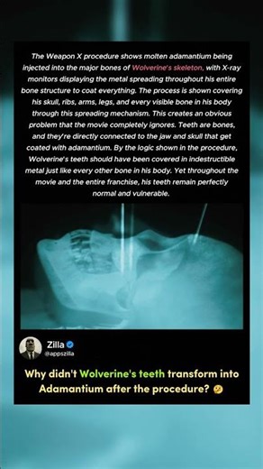 Why didn't Wolverine's teeth transform into adamantium after the Weapon X procedure?
