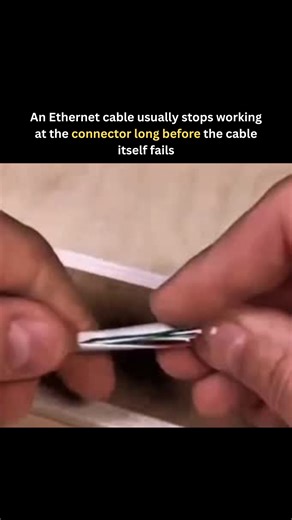 Explore l Learn l Facts on Instagram: "An Ethernet cable often fails at the connector rather than along the cable because the connector is the most stressed point during daily use. Repeated plugging and unplugging, bending near the clip, and slight tugs on the cable can damage the tiny metal contacts or loosen the crimped wires inside the plug. Even a small misalignment or broken strand at the connector can disrupt data transmission, causing slow speeds or dropped connections while the rest of t