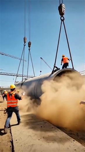 🚨 Massive Concrete Pipe Collapse Caught on Camera! #fail #construction #engineering