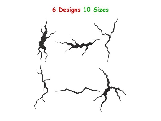 Cracked Wall Line Embroidery Design - Cracked Embroidery, Silhouette Cracked Line Machine Embroidery - Broken Wall Crack Emb File - 10 Sizes - Etsy