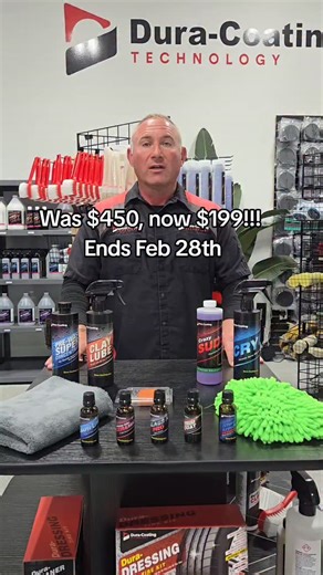 Dura-Coating Technology Inc. on Instagram: "FRONT PAGE OF THE WEBSITE CLICK "BUNDLES" Ceramic mega bundle code: 50 DURA-COATING. C O M $450+ worth of ceramics & Products for only...$199!!!! END 2-28-26 30ml BOTTLES Whats included: Graph-Lite 1.5 yr Ceramic X-treme Coat 7yr Graphene Ceramic Glass X Pro Ceramic Trim Coat Ceramic Wheel Armor Xtreme 16oz Pre Wash Soap 16oz Clay Bar Lube 16oz Crazy Suds Wash Soap Cryo Maintenance spray ceramic based spray detailer 100g Clay Bar (colors may vary) Wash