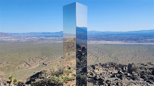 A mysterious monolith has appeared near a peak in the Nevada desert sparking conversation on social media over what it may be and how it got there. | Sky News Australia