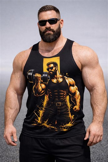 Men's Bear Graphic Gym Tank Top – Masculine Streetwear Workout Shirt - Etsy