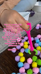 Happy you’re here🫶🏽 Not only is this fun, engaging & easy to set up, it works on a ton of skills! Fine motor skills (look at those fingers go!💪🏽), color identification, sorting & counting! Not to mention improved focus, concentration & time on task! I linked these little grabbers & Pom Poms in stories! Pom Poms can be choking hazards. Always monitor young children. You get to decide what is safe and manageable in your home. Fine motor | Teacher | Pom Poms |kindergarten | Prek I Kids activity