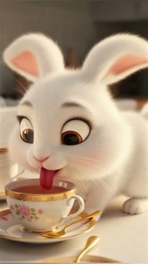 Funny Bunny's Speedy Tea Break! ☕🐰 | Cute 3D Animation Shorts #animatic #samecharacter#vairal