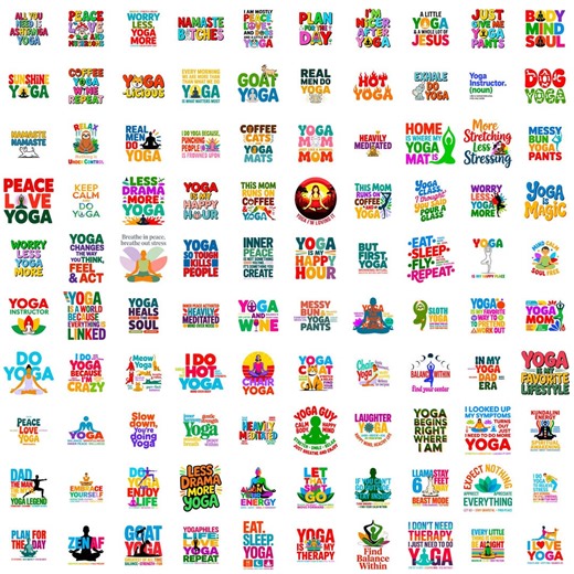 Pacote de imagens PNG de Yoga, Gráficos de Meditação, Frases Inspiradoras, Mensagens de Namastê, Arte Mandala, Desenhos para Sublimação - Etsy Portugal