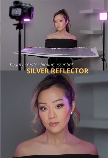My number one filming essential is a silver reflector! It always completes the lighting and complements the makeup. The difference it makes is just too good 😍 #beautycontent #lighting #beautyvideo #ugctips #creatortips #beauty #makeup #beforeandafter #filming