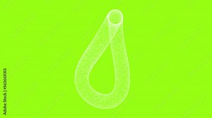 3D white infinity figure rotates in 3 axes on green screen. Object consisting of flickering particles 60 FPS. Science tutorial concept. Abstract backdrop for logo, title, presentation. 3D animation